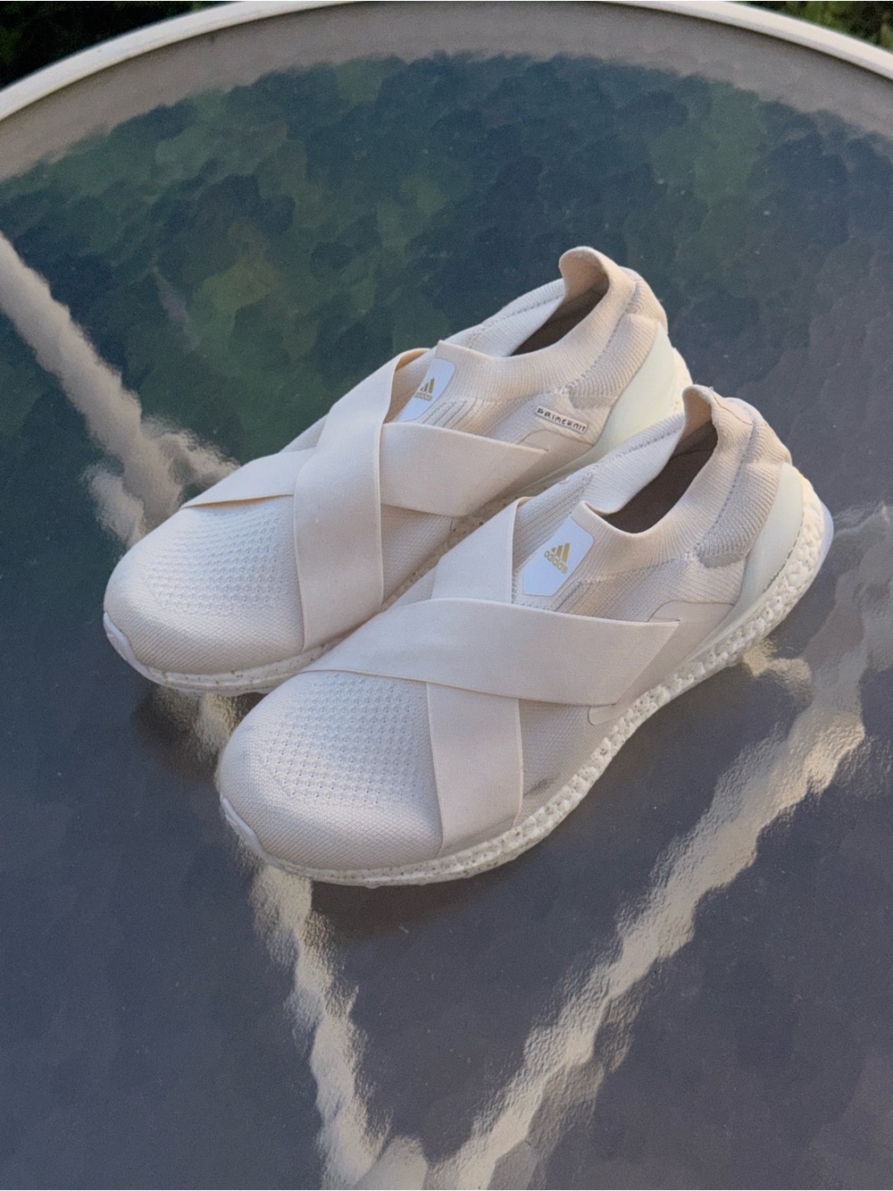 adidas Pale Blush Slip-On Crossover Knit Sneakers